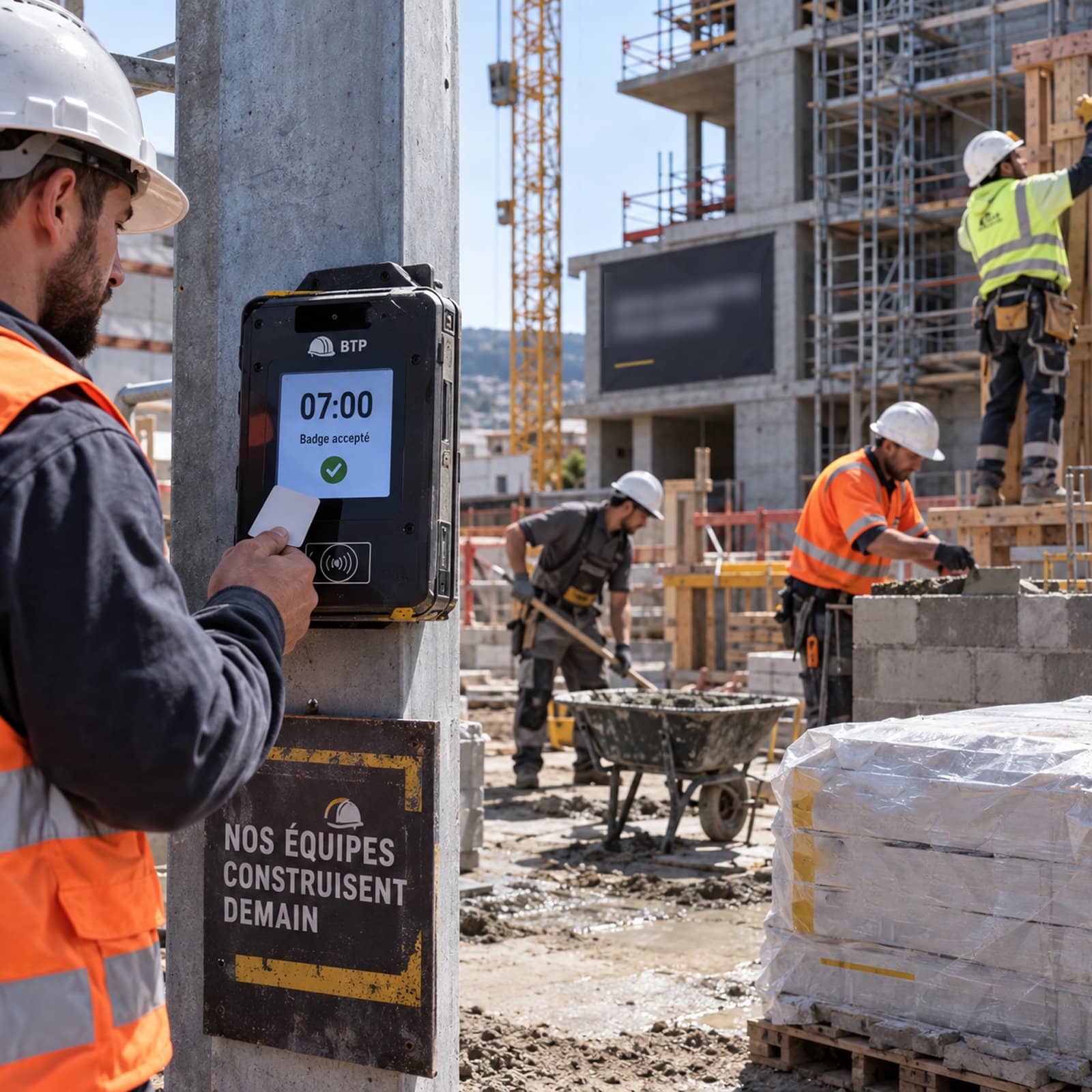 Coût horaire de la main-d’œuvre BTP : pointage des équipes sur chantier
